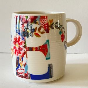 Anthropologie "E" monogram Petal Palette Mug Cup